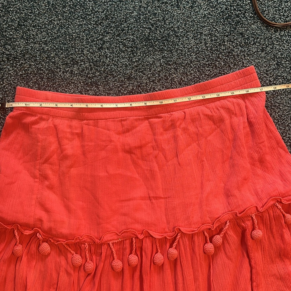 Calypso St Barth Coral Pom-Pom Tiered Skirt Large cotton $395 - Picture 8 of 11